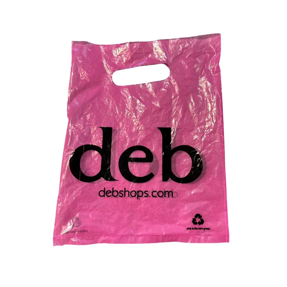 Vintage Deb Shops Pink Plastic Shopping Bag Y2K Mall Nostalgia Collectible